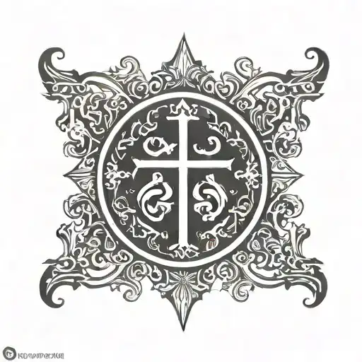 Design a tattoo that symbolizes the protection and love of family, with elements of orthodox christianity tattoo design idea