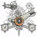 vector planes, radar, air traffic control  tattoo design idea