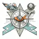 vector planes, radar, air traffic control  tattoo design idea