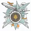vector planes, radar, air traffic control  tattoo design idea