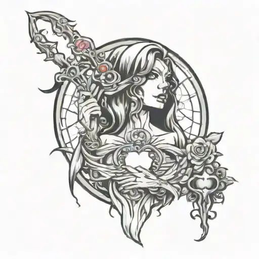 lady reaper pulling my  heart out  tattoo design idea