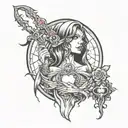 lady reaper pulling my  heart out  tattoo design idea