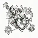 lady reaper pulling my  heart out  tattoo design idea
