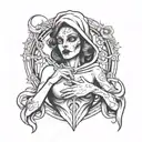 lady reaper pulling my  heart out  tattoo design idea