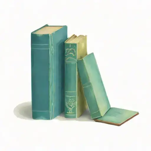 Stack of Books:Books Details: Create a stack of three old, weathered books with intricate spine details. The titles "Wic tattoo design idea