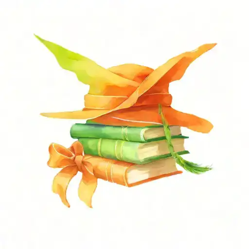 Stack of Books: Draw a detailed stack of three books with visible titles.Elphaba's Witch Hat: Place a detailed witch hat tattoo design idea