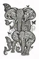 elephants intertwined with butterflies tattoo design idea