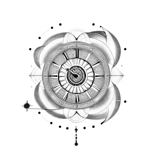 A celestial clock with astrological symbols for each hour tattoo design idea