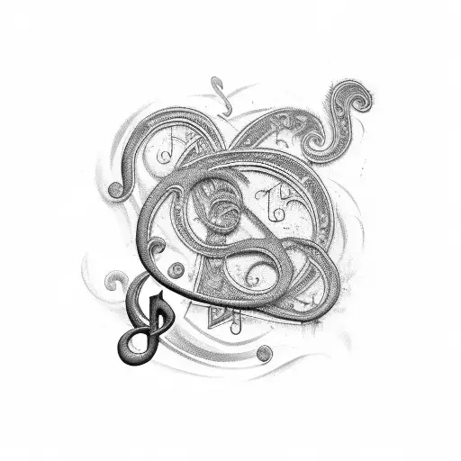 A gothic-inspired musical note with porcelain veins running through it tattoo design idea