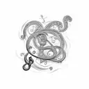 A gothic-inspired musical note with porcelain veins running through it tattoo design idea