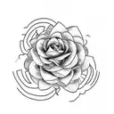 A dotwork tattoo of a chain intertwined with thorny roses tattoo design idea