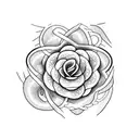 A dotwork tattoo of a chain intertwined with thorny roses tattoo design idea