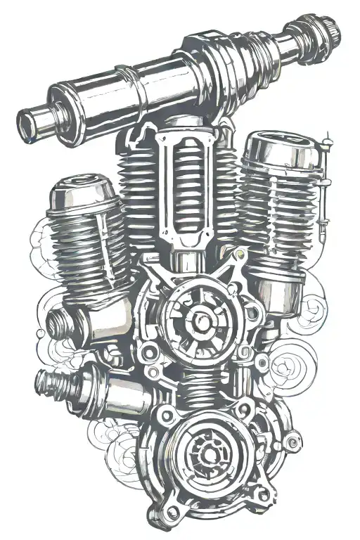piston rods spark plugs tattoo design idea
