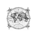 world map, searching, lonely  tattoo design idea