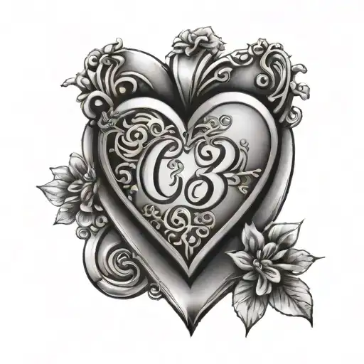 "C9" written in a heart shaped locket tattoo design idea
