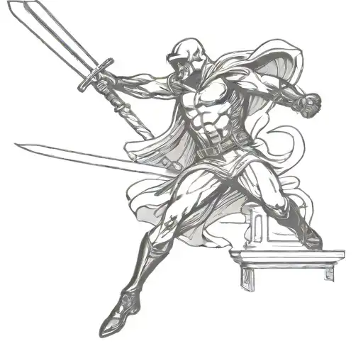 daredevil carrying a sword and a balance like lady justice  tattoo design idea