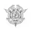 tattoo with the Scorpio symbol in the center surrounded by Pisces, Gemini, and Taurus symb tattoo design idea