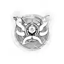 tattoo with the Scorpio symbol in the center surrounded by Pisces, Gemini, and Taurus symb tattoo design idea