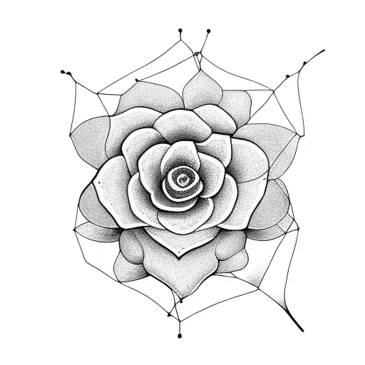 violet flower interlinked with cosmo flower tattoo design idea