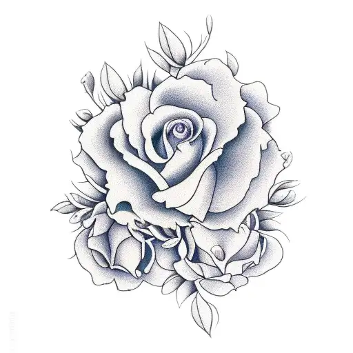 violet and cosmo flowers interlinked tattoo design idea