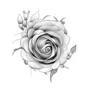 violet flower interlinked with cosmo flower tattoo design idea