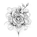 violet flower interlinked with cosmo flower tattoo design idea