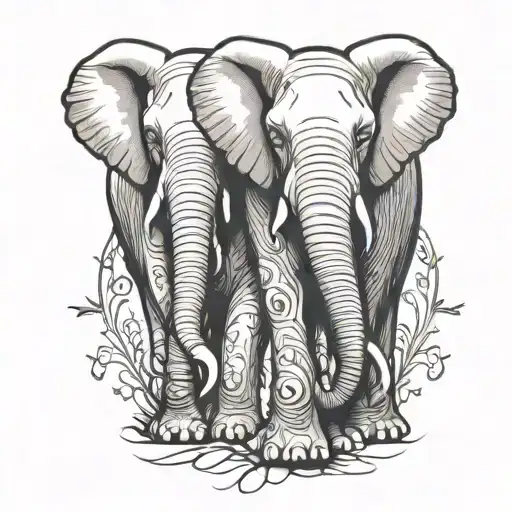 sibling elephant standing tattoo design idea