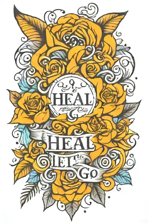 Heal Let it Go" written tattoo design idea