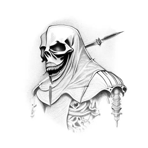 Grim Reaper Puppeting A Knight tattoo design idea