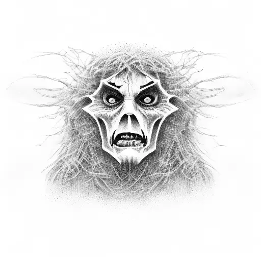 menacing scarecrow in a field  tattoo design idea