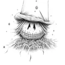 menacing scarecrow in a field  tattoo design idea