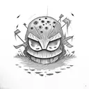 menacing scarecrow in a field  tattoo design idea