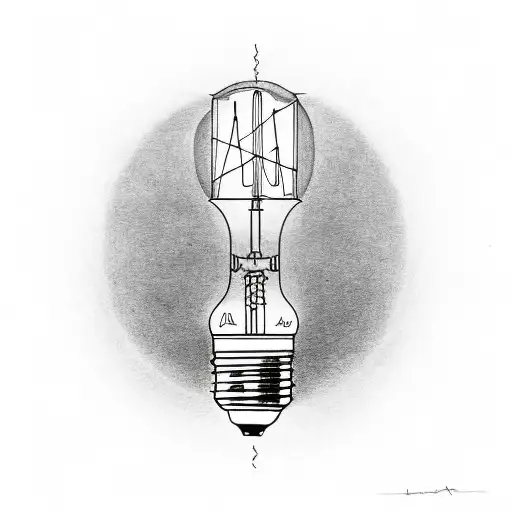 light bulb with letter "A" inside of it tattoo design idea