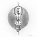 light bulb with letter "A" inside of it tattoo design idea