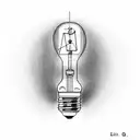 light bulb with letter "A" inside of it tattoo design idea