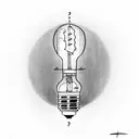 light bulb with letter "A" inside of it tattoo design idea