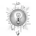 light bulb with letter a inside of it tattoo design idea
