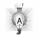 light bulb with letter "A" inside of it tattoo design idea