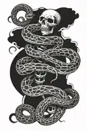 skeleton snake intertwined tattoo design idea