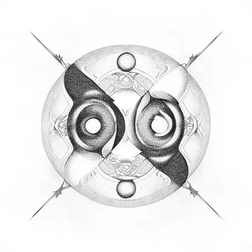 black and white yin yang with a tiara on top tattoo design idea