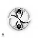 black and white yin yang with a tiara on top tattoo design idea