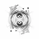 black and white yin yang with a tiara on top tattoo design idea