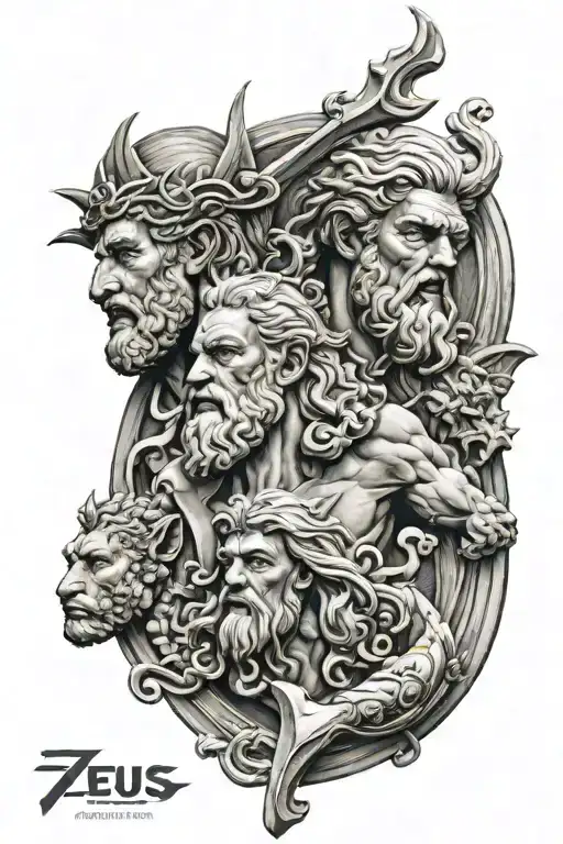 zeus y poseidon y marte on the comlete arm tattoo tattoo design idea