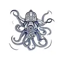 navy squid firefighter tattoo design idea