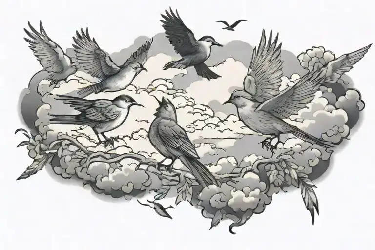 birds and clouds fading tattoo on arm tattoo design idea
