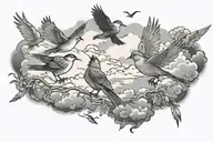 birds and clouds fading tattoo on arm tattoo design idea