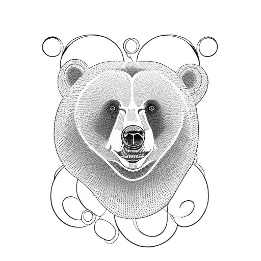 Mama bear surrounded by New Age numbers tattoo design idea