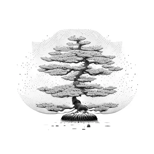 beautiful bonsai tree growing on a heart  tattoo design idea