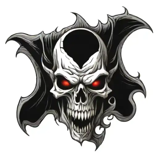 vampire fang skull no lower jaw shoulder tattoo design idea