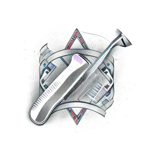 barber's razor, hatchet, infinity symbol, paintbrush, piano,  mixed tattoo design idea